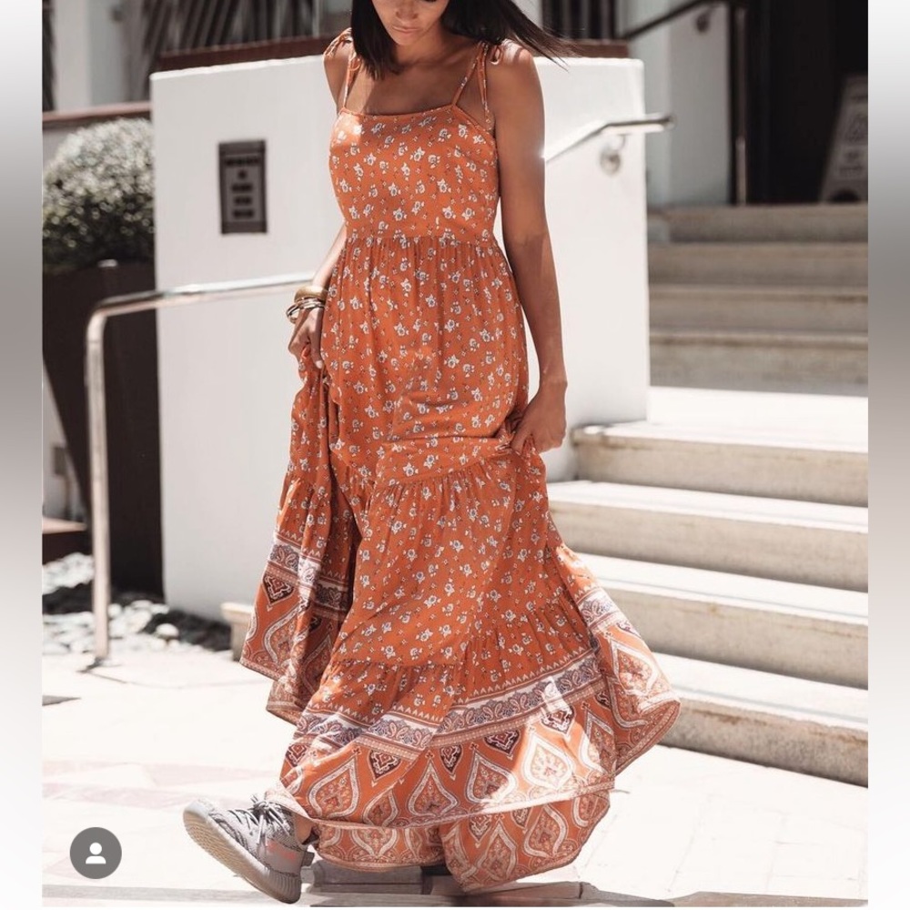 Forever 21 Floral Ruffle-Hem Cami Maxi Dress